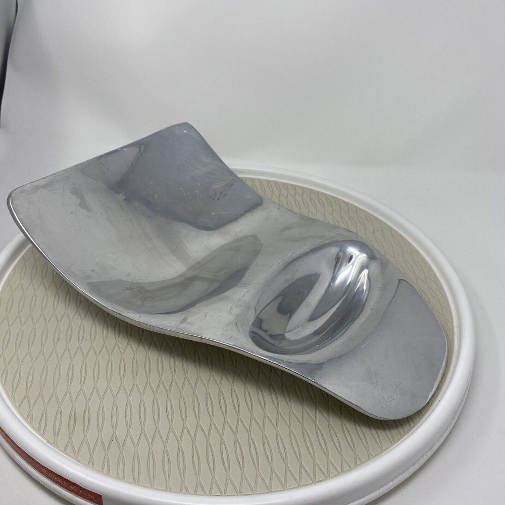 Nambe Platter Chip Dip Silver Alumunium Tray Vintage 2003 Curved Sculptural